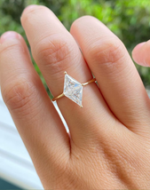 Rhombus Double Triangle Wedding Ring Geometrical Ring Kite Shaped Solitaire Ring - £110.13 GBP
