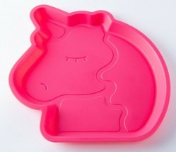 Your Zone Plastic Unicorn Head Face Shaped Kids Plate Pink  9 Inch BPA Free New - £7.78 GBP