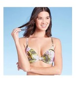 Women&#39;s Lightly Lined Textured Bikini Top Shade &amp; Shore White Floral 34D... - £7.00 GBP