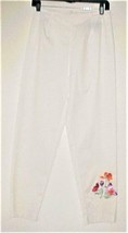 Darue Sport White Ankle Length Crop Pant w/Multi Color Floral Embroidery... - $12.16