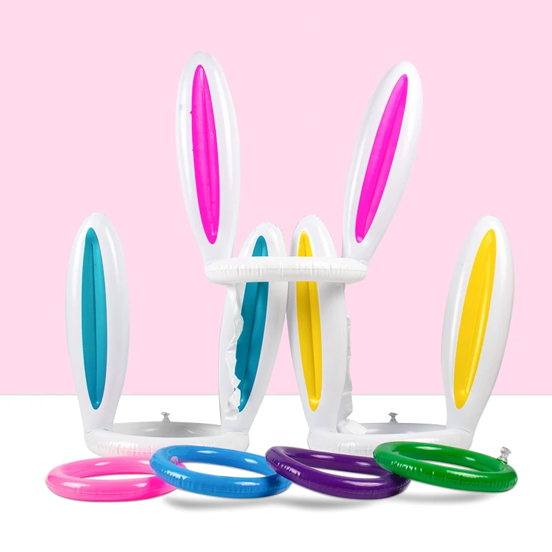 Easter Inflatable Bunny Rabbit Ears Ring Toss Games for Kids Easter Party Gifts - £7.97 GBP