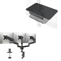 Triple Monitor Stand Mount For Glass Desk, With Desk Reinforcement Plate... - £164.26 GBP