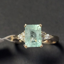10K Yellow Gold Emerald Cut Emerald &amp; Diamond Ring - w/ $2,375 Appraisal - £932.51 GBP