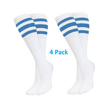 Striped Tube Socks Baseball Softball White &amp; Blue Set of 4 Pairs Unisex ... - £16.46 GBP