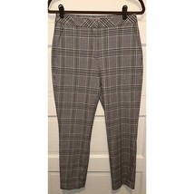 H&amp;M women’s black/white plaid ankle slacks in woven stretch fabric size 4 - £11.82 GBP