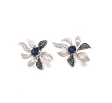 Sapphire and Diamond Bloom Earrings - £695.42 GBP