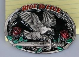 Ride to Live Eagle on Knife Belt Buckle 1994 Gap 4096 USA - £23.36 GBP