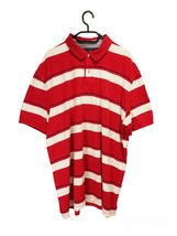 Tommy Hilfiger Mens Red White Striped Short Sleeved Polo Shirt Chest Log... - £17.62 GBP