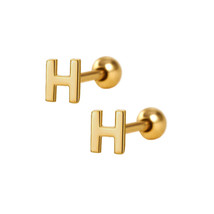 Trendolla Letters Mini Initial Ball Back Earrings Sleeper Earrings - $39.90