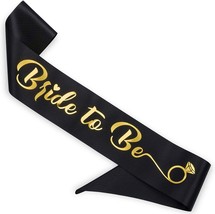 &#39;Bride to Be&#39; Bachelorette Party Sash - Bridal Shower Black Satin Sash w... - $16.25 CAD