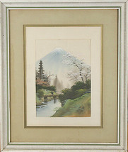 Senza Titolo (Vintage Giapponese Mt.Fuji ) Pittura Firmato &amp; Stampato Su Seta - £93.28 GBP