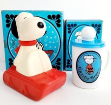 Avon Charlie Brown Snoopy Bubble Bath Empty and Partial Bottles w/Box Peanuts  - £23.58 GBP