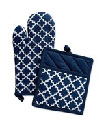 Oven mit and pot holder lattiece blue pioneer women kitchen towel heat r... - $47.77 CAD