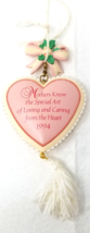 Mothers Know Loving Heart Christmas Ornament Pink 1994 Bow Long Vintage - £9.67 GBP