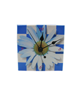 Time Design Floral Magnetic Clock Blue Yellow Daisy Refrigerator Magnet ... - $12.57