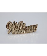 14K Yellow Gold &quot;William&quot; Cursive Name Tag Earrings Diamond-cut Pattern ... - $280.15