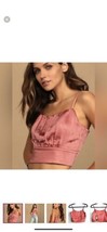 Lulus Luxe&#39;d Out Rusty Rose Satin Cropped Tank Top Size Small NWT - £14.48 GBP