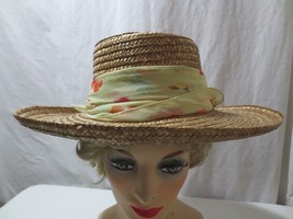 Vintage  Straw hat w/ Purple/lavendar floral millinary - £23.43 GBP