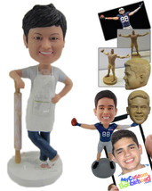 Personalized Bobblehead Woman Ready To Cook With Her Apron On Gives A Pose With  - £72.74 GBP