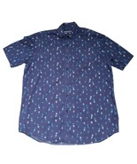 Club Room Men&#39;s Size XL Short Sleeve Button-Down Palm Tree Print Blue Shirt - £12.19 GBP