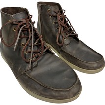 REEF Bantu Side Zip Lace Up Brown Leather Field Ankle Boots Moc Toe Mens... - $60.12 CAD