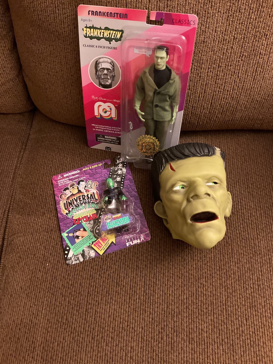 Frankenstein Super Trio! Mego,Gemmy and keychain by Basic Fun - $40.00