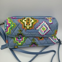 Vera Bradley Crossbody Bag Wallet Tribal Blue Print Adjustable Strap - £17.50 GBP