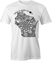 STATE MANDALA WISCONSIN TShirt Tee Short-Sleeved Cotton CLOTHING HEART S... - $15.14+