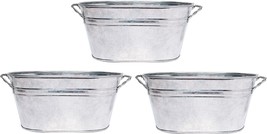 Hosley 3 Pack Of Galvanized Oval Planters 8 Inches Long (Handle To Handl... - $31.99
