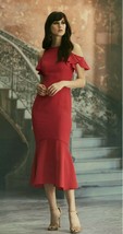 $700 THEIA STUNNING LOVE RED RUFFLE  RUNWAY DRESS GOWN US 10 - £140.57 GBP