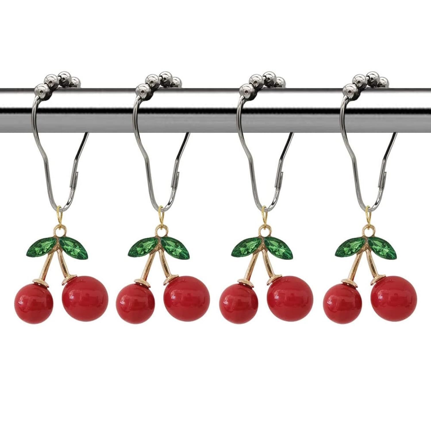 Decorative Cherry Shower Curtain Hooks Rings For Bathroom Shower Rod - Rust Proo