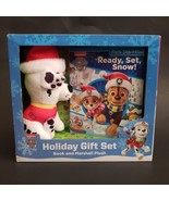 Nickelodeon Paw Patrol Marshall Plush And Book Gift Set Ready Set Snow Santa Hat - $11.15