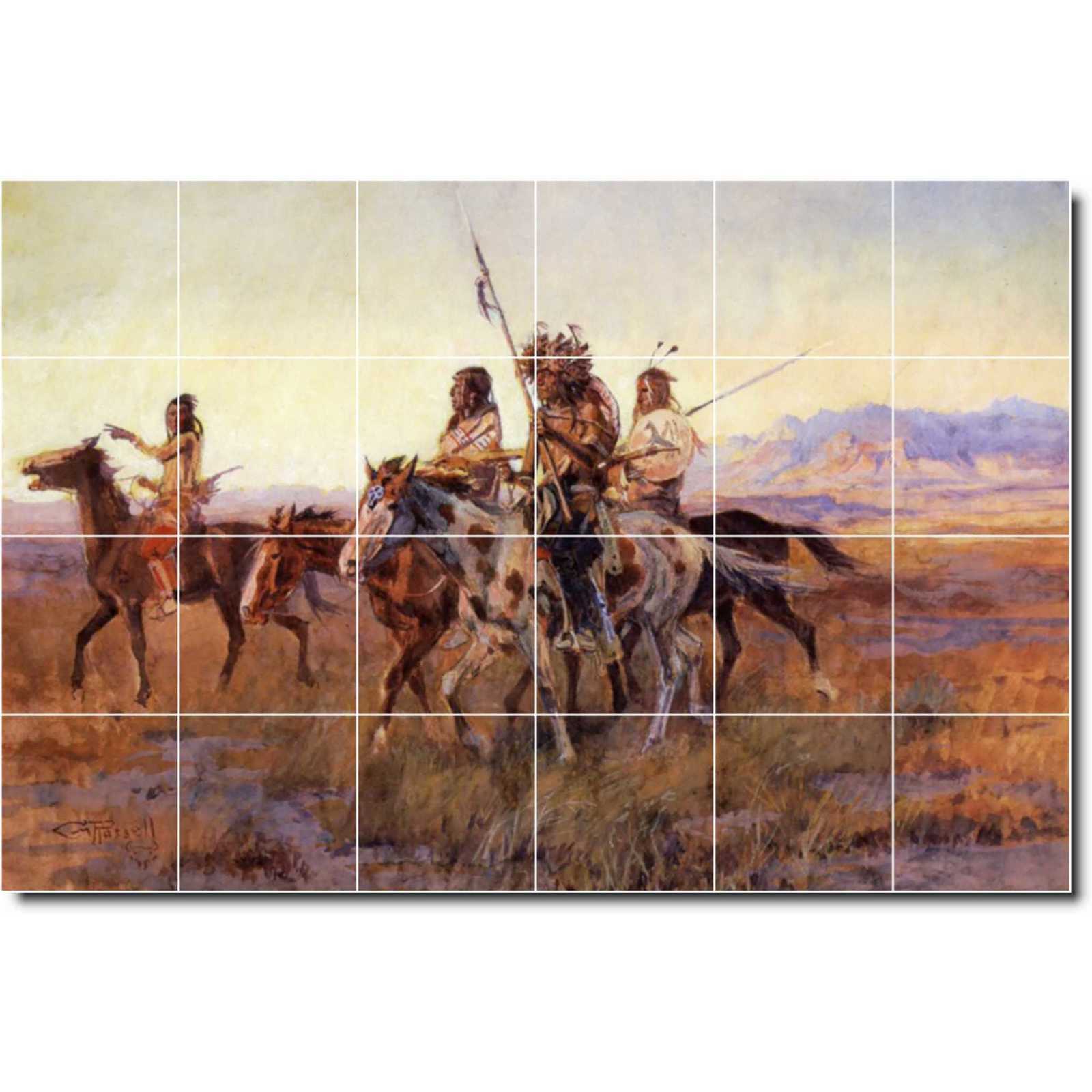 Russell charles four mounted indians charles marion russell circa 1914