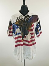 Cotton Traders Short Sleeve Polo Shirt Mens XL American Eagle Patriotic ... - $14.74