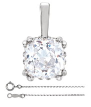 Cushion Diamond Pendant 14K White Gold (0.57 Ct G VS2 Clarity) GIA  - £1,059.72 GBP