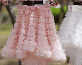 Women Girl White Short Tulle Skirt High Low Layered Princess Outfit Plus Size image 5