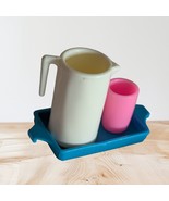 Barbie Doll White Pitcher Blue Tray Kitchen Utensils Pink Cup Glass Picnic  - €11,06 EUR