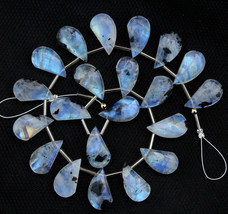 Natural 20 pieces faceted spotted rainbow Moonstone teardrop briolette gemstone  - £90.68 GBP