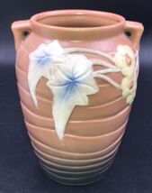 Roseville Reproduction Brown Double Handled Vase Luffa Flower 7&quot; Tall - $23.36