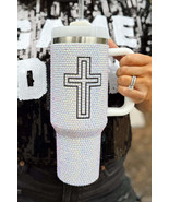White 40OZ Cross Rhinestone Tumbler Cup with Handle - $42.55