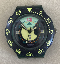 Vintage 80s 90s Swatch Navy Blue Multicolor Swiss Wristwatch Face Watch ... - $197.99
