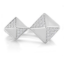 1/2CT Redondo Imitación Diamante Geométrico Anillo En 14K Blanco Oro Plata - £155.27 GBP