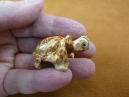 Y-TUR-LA-34) Tortoise land turtle carving SOAPSTONE FIGURINE love little... - $8.59