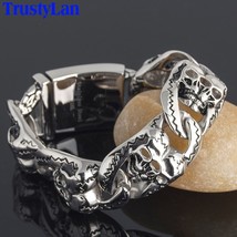 Gothic Man Bracelet Jewelry 316L Stainless Steel Men&#39;s Skull Bracelets &amp; Bangles - £37.84 GBP