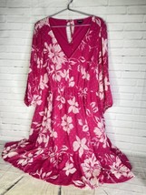 Torrid Mini Clip Dot Voluminous Babydoll Dress Pink Pocket Womens Plus Size 2 2X - £35.03 GBP