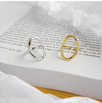 Irregular Silver Color Hollow Opening Ring Fashion Simple Geometric Jewelry Gift - £4.78 GBP