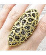 925 Sterling Silver - Marcasite Floral Lace Sharp End Cigar Ring Sz 8.5 ... - $111.32 CAD