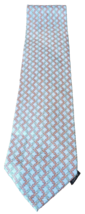 Daniel De Fasson Mens Powder Blue Geometric Diamond Print Silk Necktie Tie - £7.81 GBP