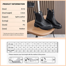 Real Leather Women Chelsea Shoes Fashion Platform Warm High Heel Winter Ankle Bo - £78.65 GBP