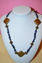 Blue Sodalite Nugget Beaded Statement Necklace Chic Chunky Fashion Jewelry - £11.71 GBP